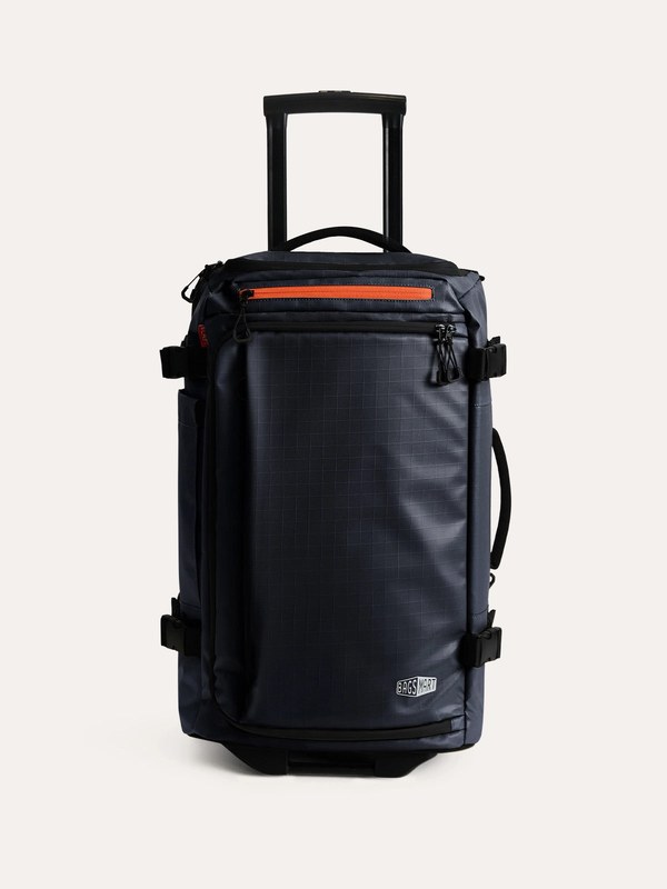 Bagsmart Blast Pro 43L roller backpack in black with an extended handle