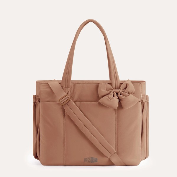 Bagsmart Crush 23L laptop tote in tan with a bow detail