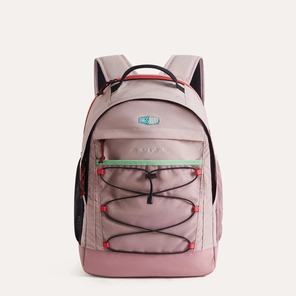 Bagsmart Focus 26L laptop backpack in pink with front bungee cord