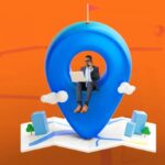 Illustration of a map pin on a folded map representing a virtual business address