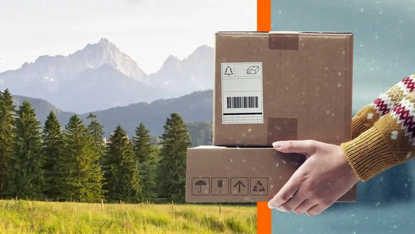 Hand passing a parcel, illustrating mail and package forwarding to a new address